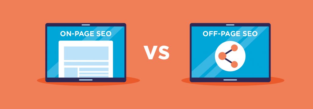 How to use SEO on a website. On-Page SEO vs Off-Page SEO visual